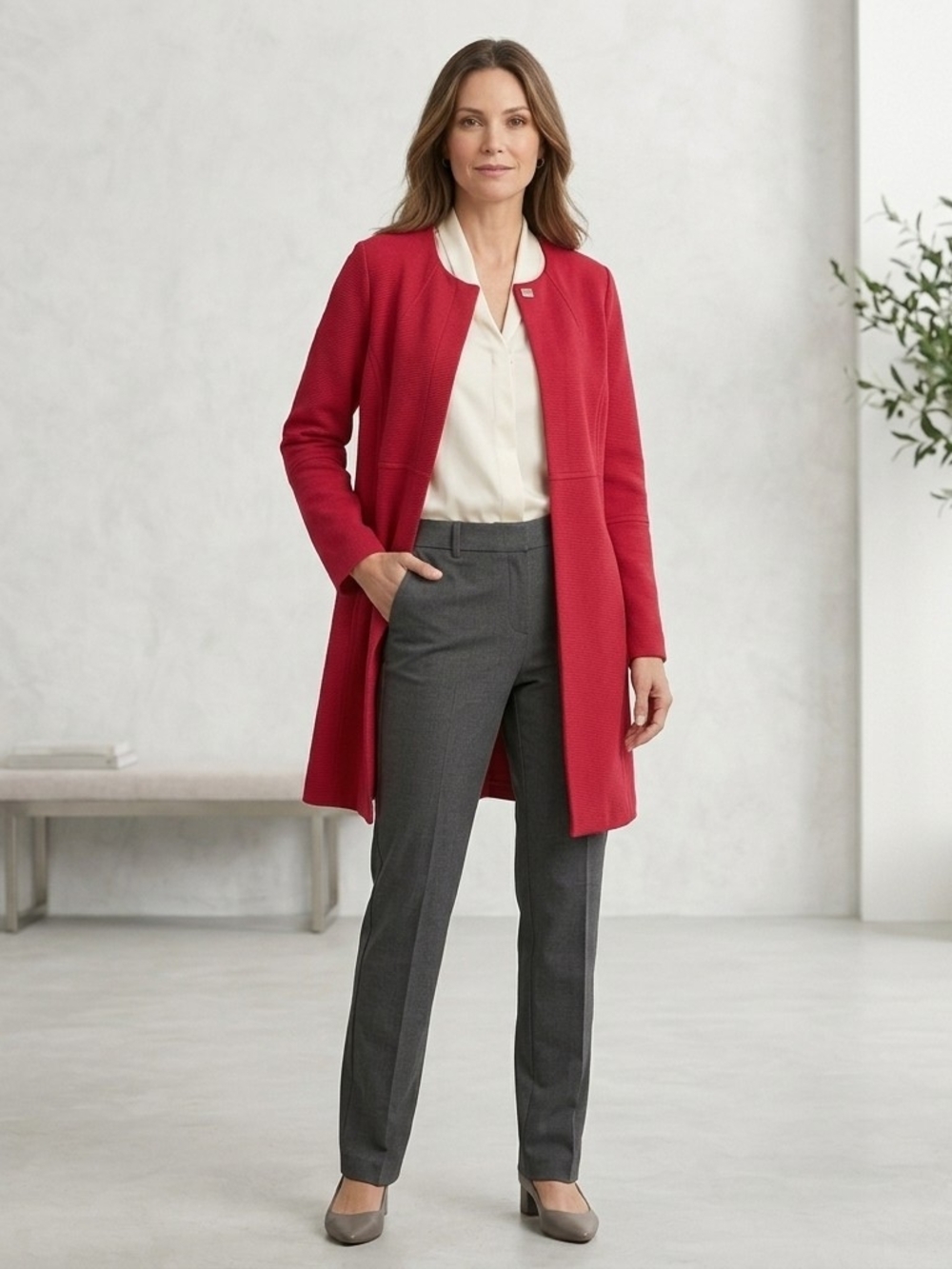 Chico's Red Drama Ottoman Knit Topper Jacket Size L (12) NWT